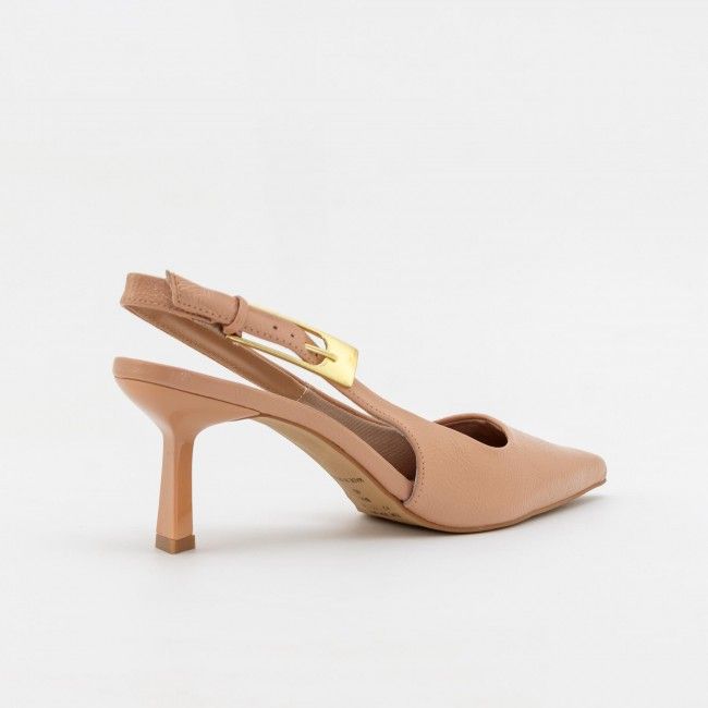 Slingback com Fivela e Salto Geométrico Amêndoa Slingback com Fivela e Salto Geométrico Amêndoa