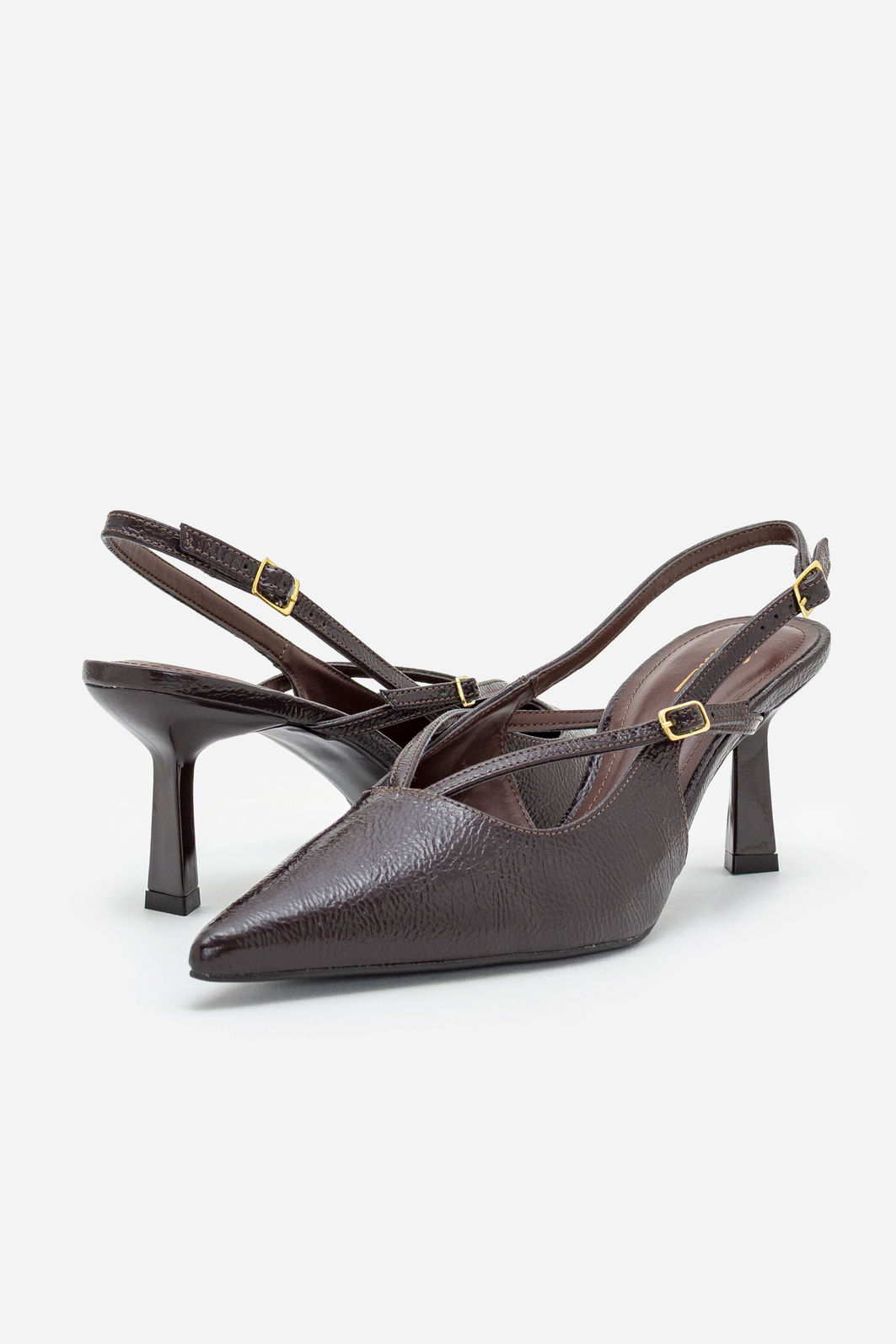 Slingback com Salto Geométrico Café Slingback com Salto Geométrico Café