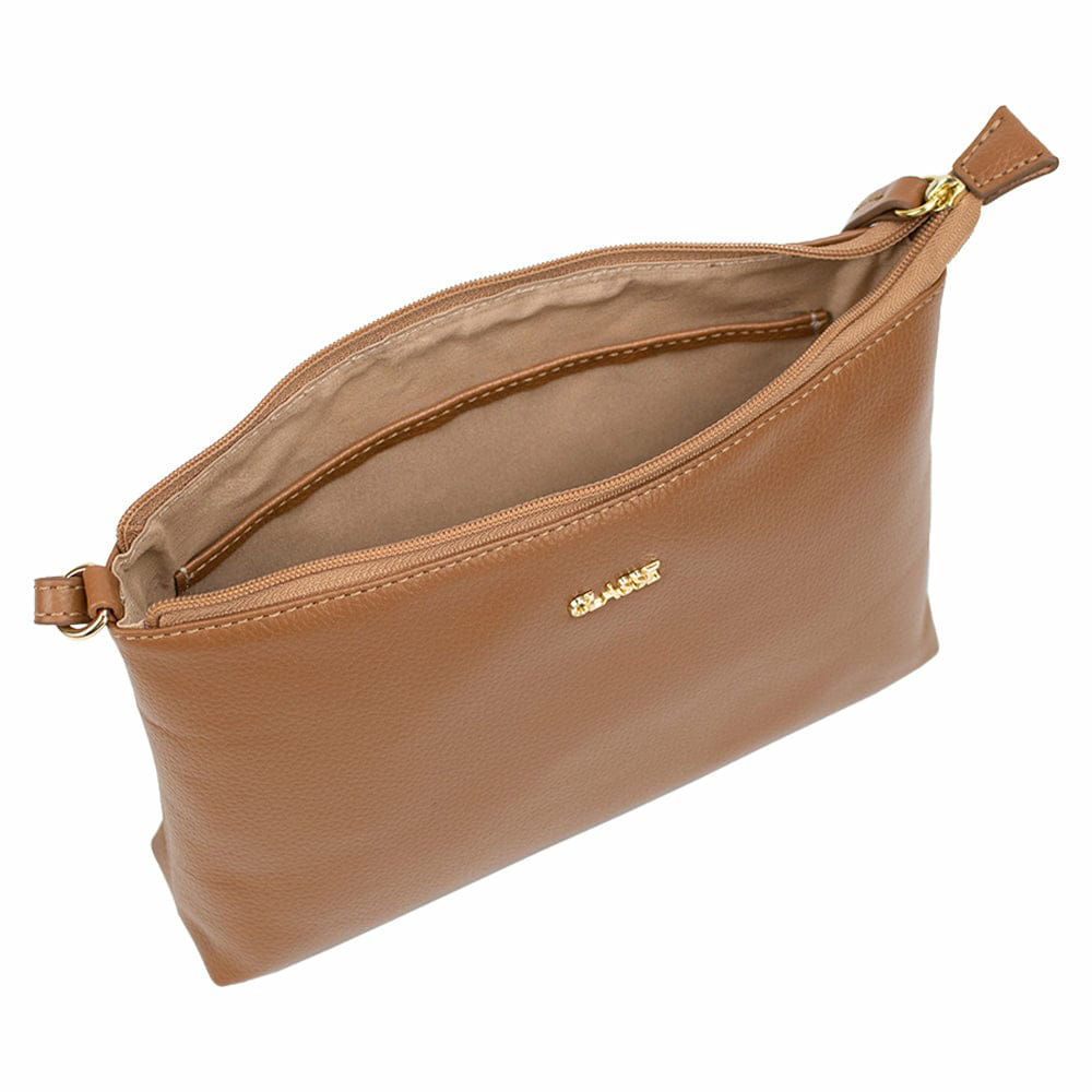 Bolsa Transversal em Couro Amêndoa Bolsa Transversal em Couro Amêndoa