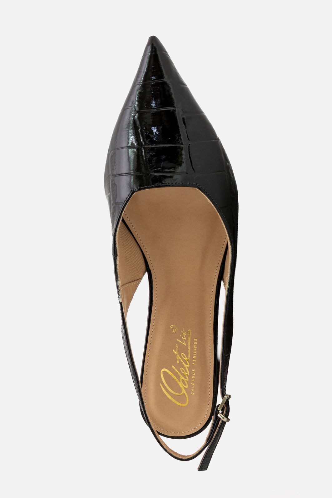 Chanel em Couro Verniz Croco com Salto Anabela Baixo Preto Chanel em Couro Verniz Croco com Salto Anabela Baixo Preto