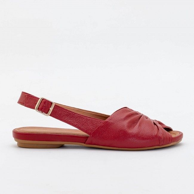 Rasteira Confortável em Couro Vermelha Rasteira Confortável em Couro Vermelha