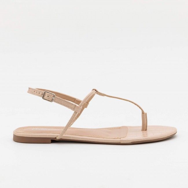 Rasteira Básica Tiras Minimalista Amêndoa