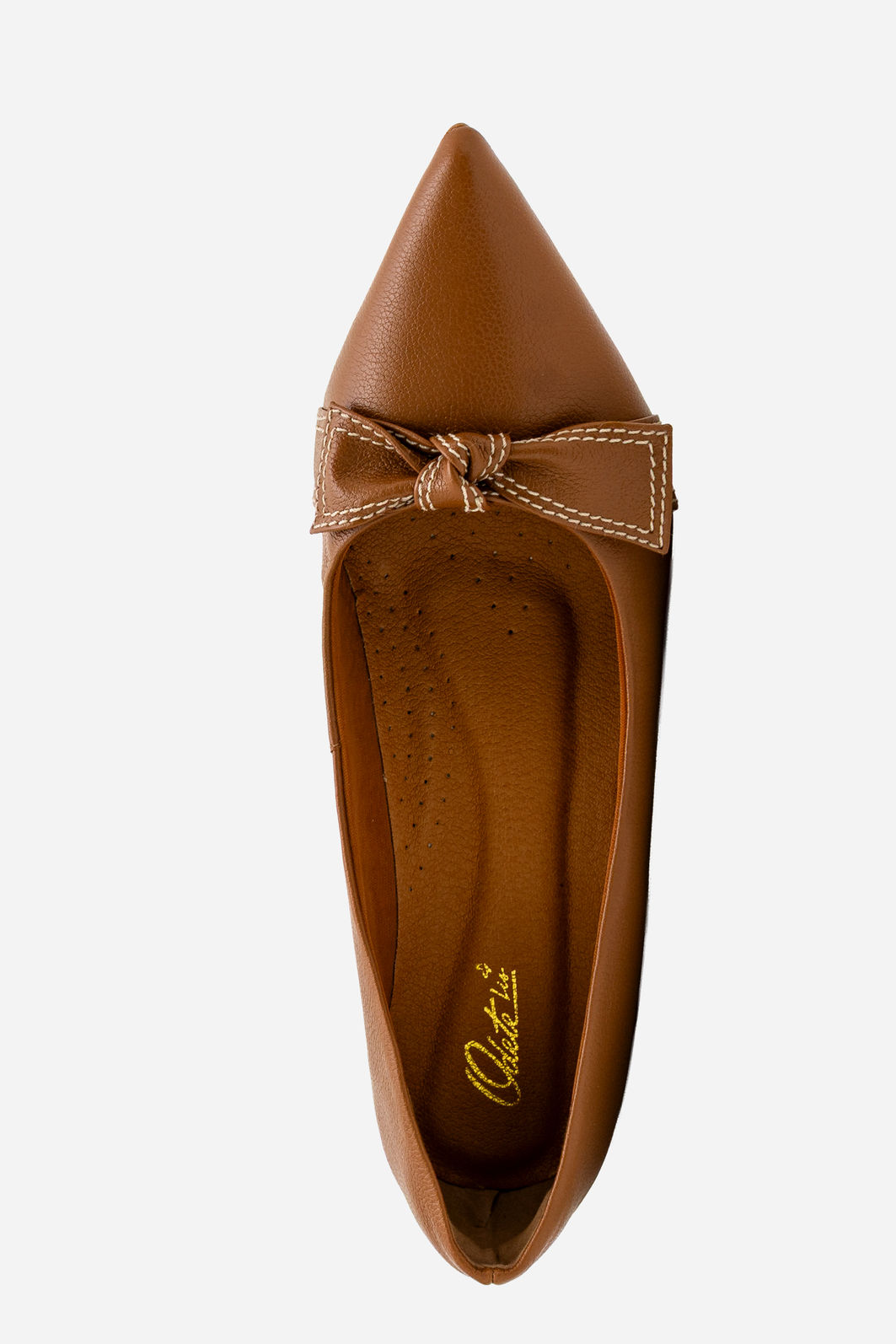 Scarpin Laço com Pesponto em Couro Caramelo Scarpin Laço com Pesponto em Couro Caramelo