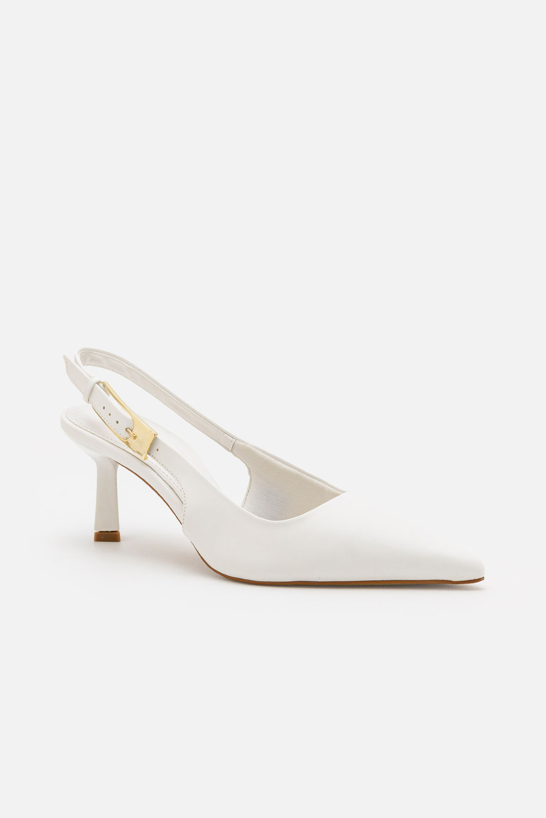 Slingback com Fivela e Salto Geométrico Branco Slingback com Fivela e Salto Geométrico Branco