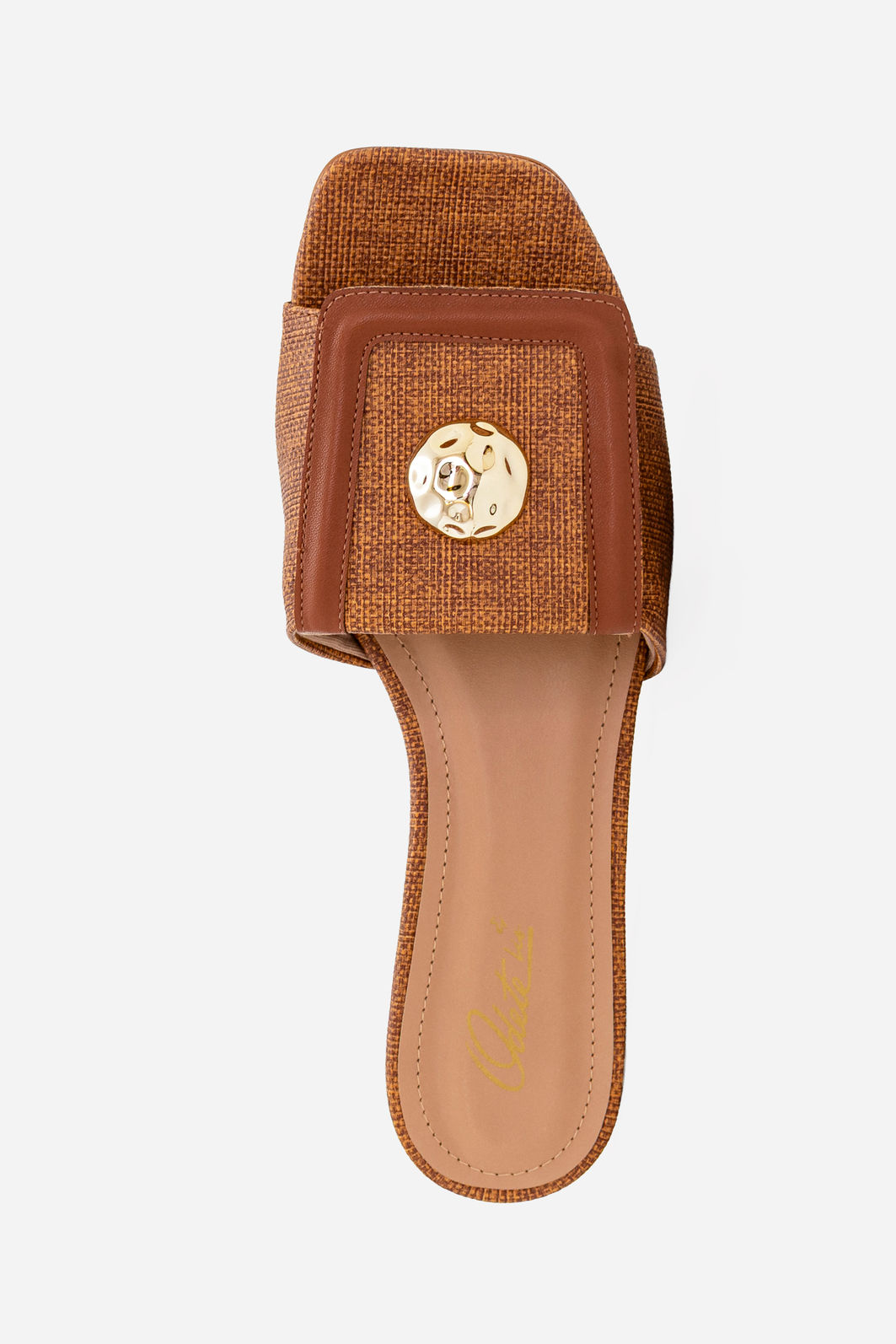 Mule com Pala e Salto Cromado Caramelo Mule com Pala e Salto Cromado Caramelo