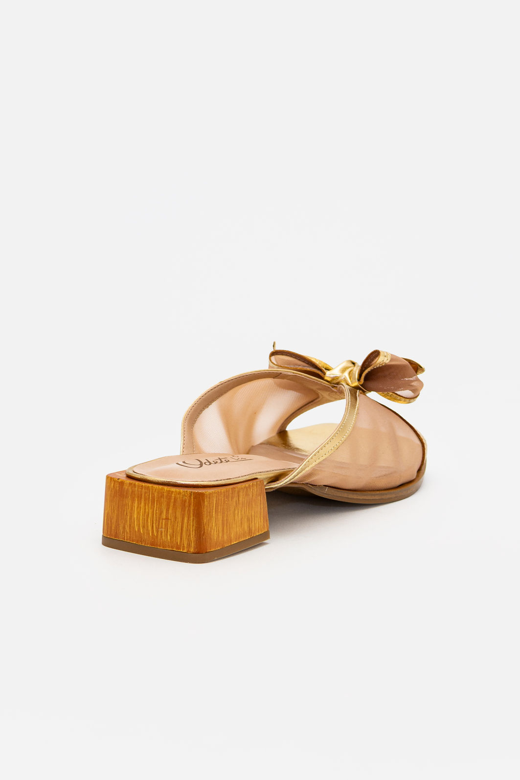 Mule em Tela e Couro com Laço Champagne Mule em Tela e Couro com Laço Champagne