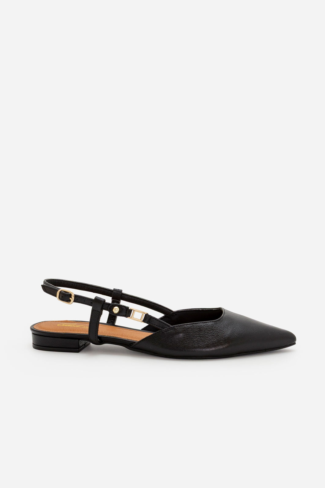 Slingback Elegante em Couro Preto Slingback Elegante em Couro Preto
