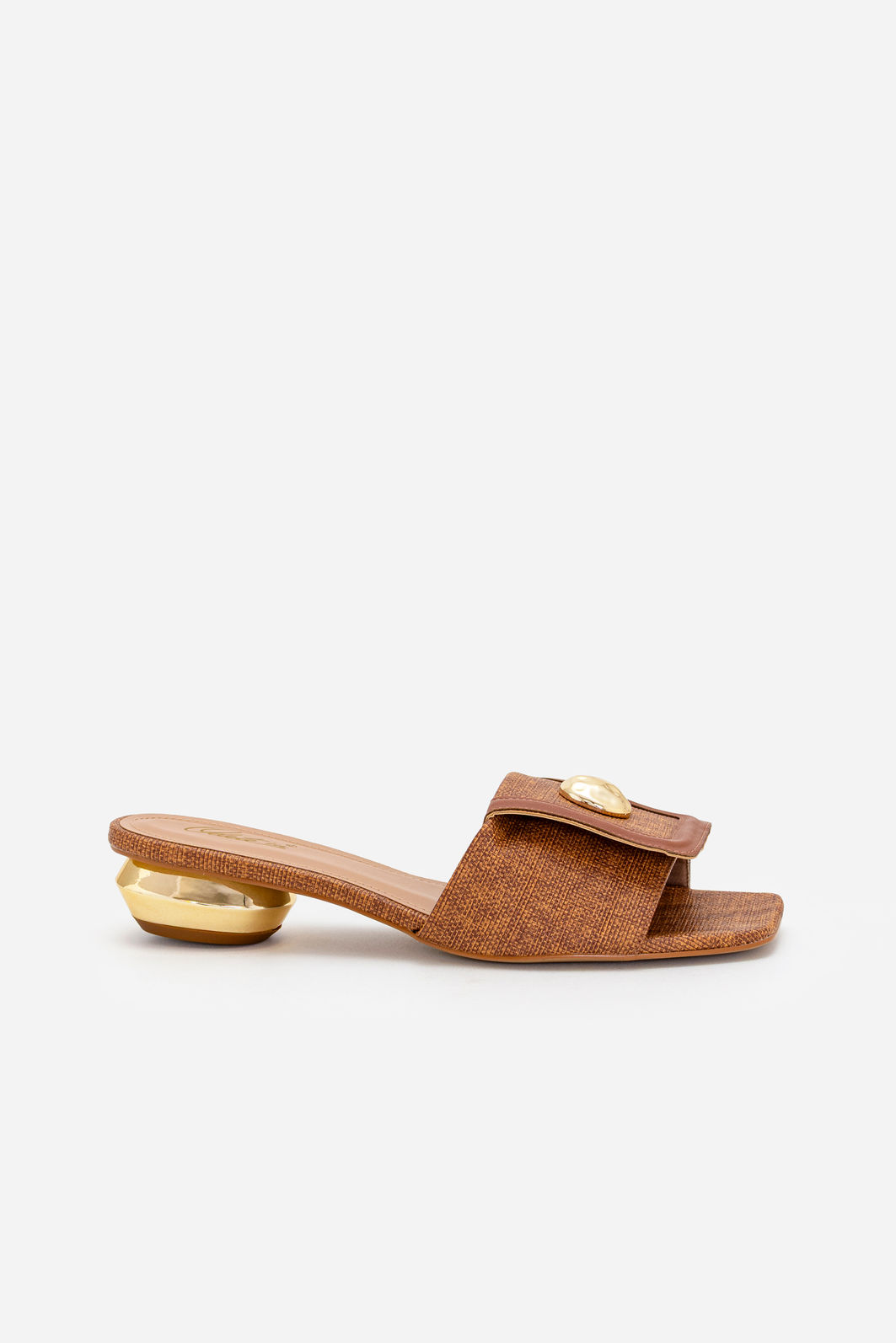 Mule com Pala e Salto Cromado Caramelo Mule com Pala e Salto Cromado Caramelo