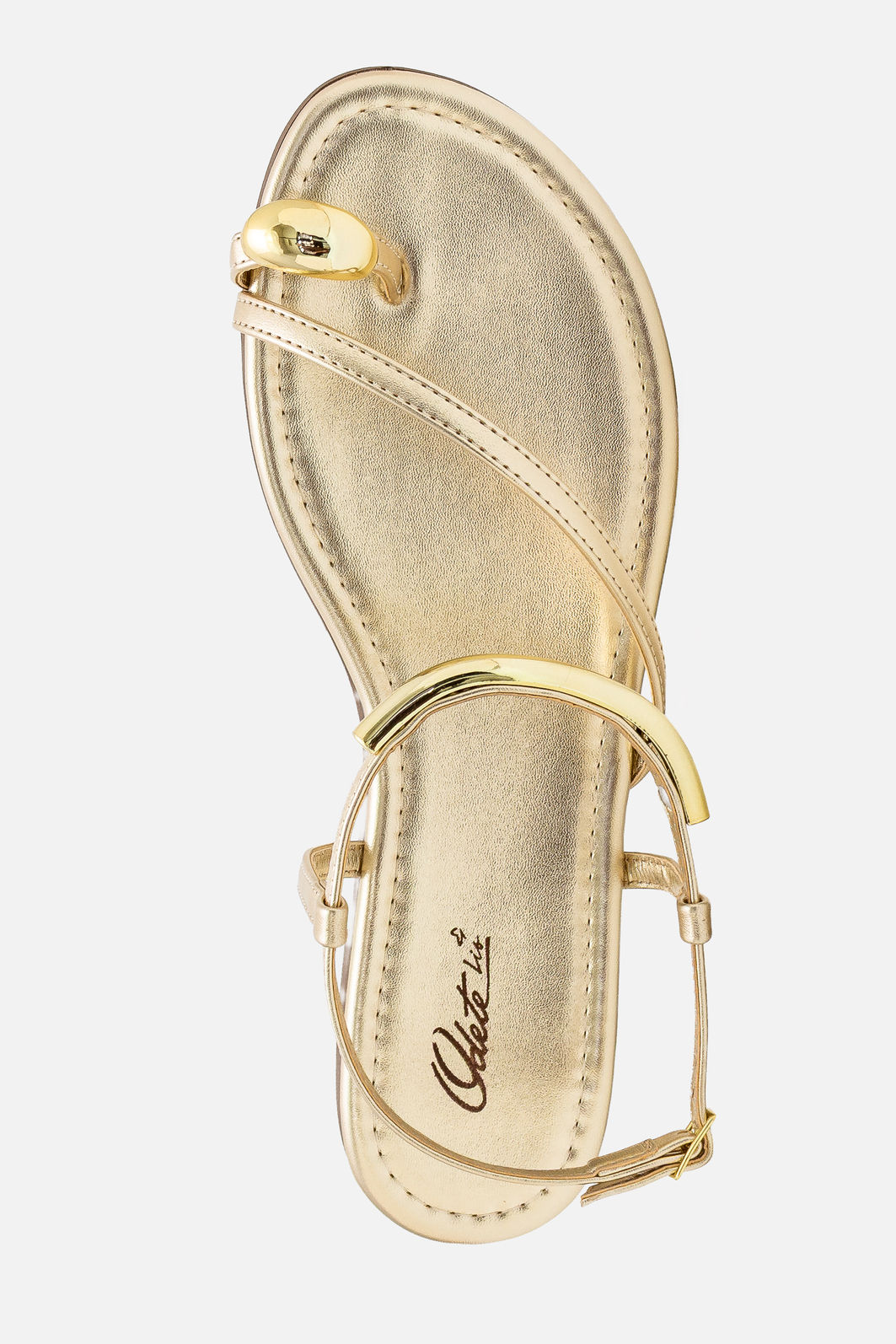 Rasteira Estilosa com Enfeites Metálicos Champagne Rasteira Estilosa com Enfeites Metálicos Champagne