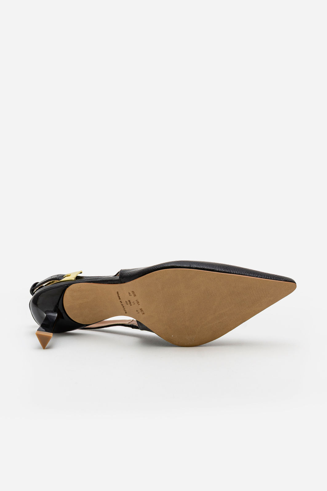 Slingback em Verniz com Fivela e Salto Geométrico Preto Slingback em Verniz com Fivela e Salto Geométrico Preto