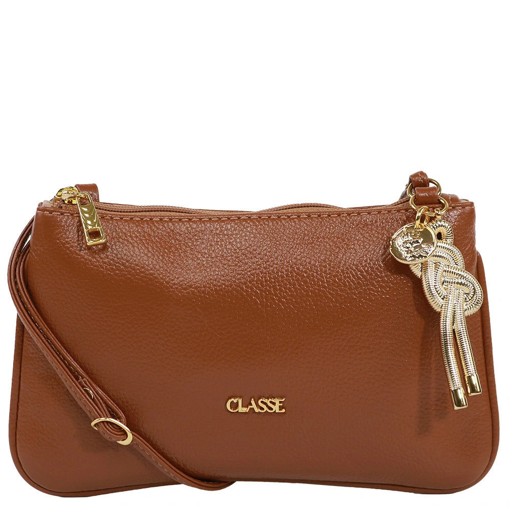 Bolsa em Couro com Enfeite Pequena Caramelo Bolsa em Couro com Enfeite Pequena Caramelo