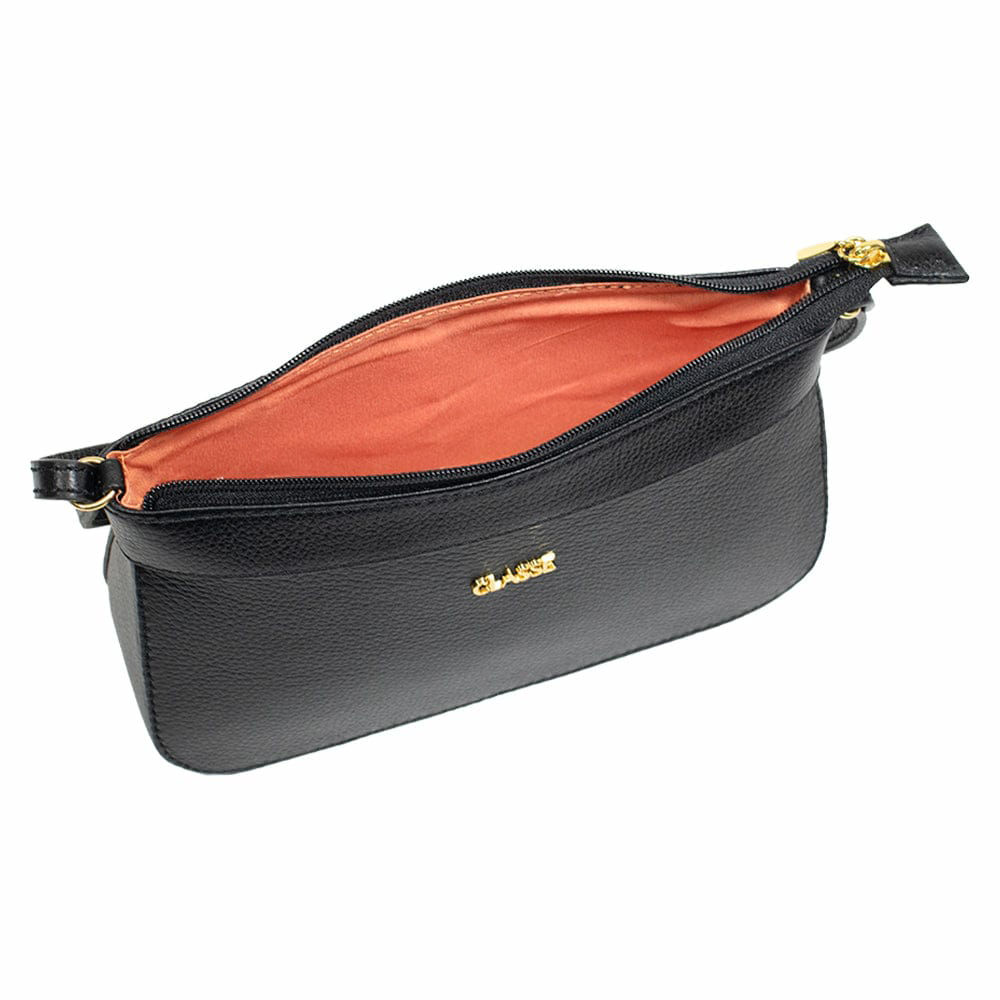Bolsa Transversal em Couro Preta Bolsa Transversal em Couro Preta