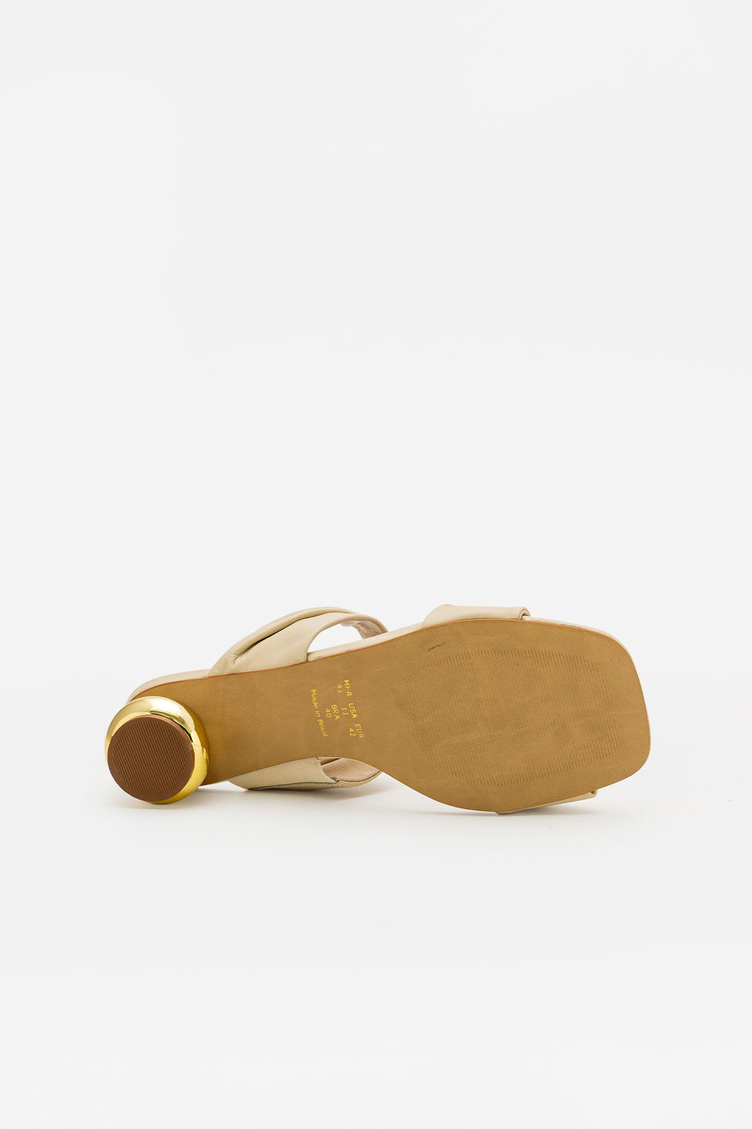 Mule em Couro com Salto Cromado Moderno Off White Mule em Couro com Salto Cromado Moderno Off White