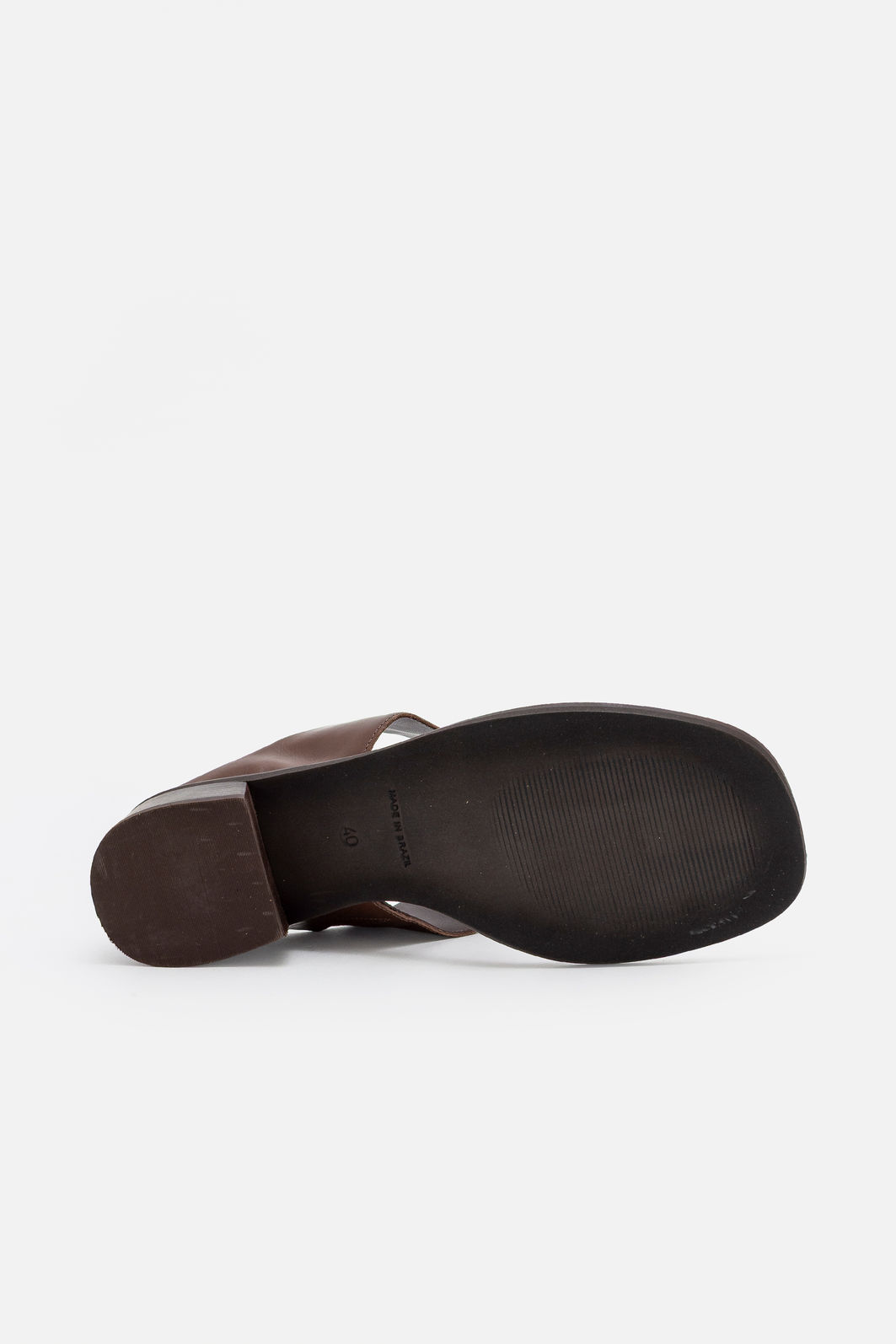 Mule Minimalista em Couro com Salto Bloco Café Mule Minimalista em Couro com Salto Bloco Café