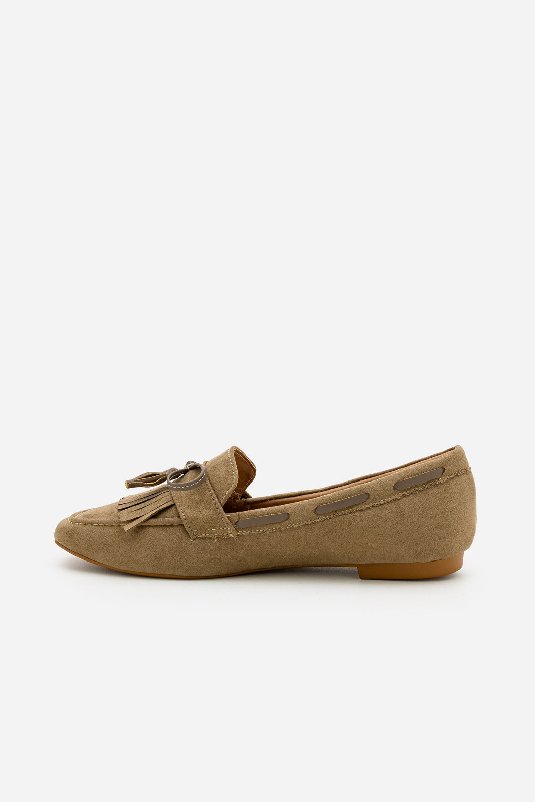 Mocassim em Camurça com Franja Taupe Mocassim em Camurça com Franja Taupe