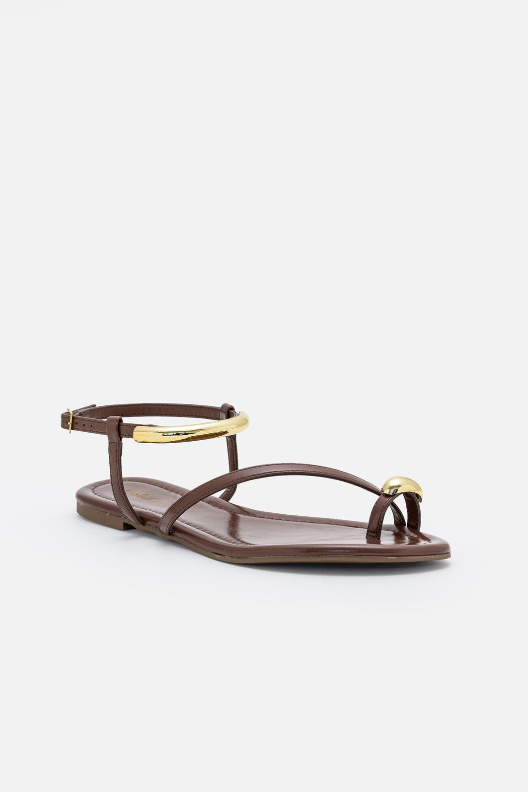 Rasteira Estilosa com Enfeites Metálicos Marrom Rasteira Estilosa com Enfeites Metálicos Marrom