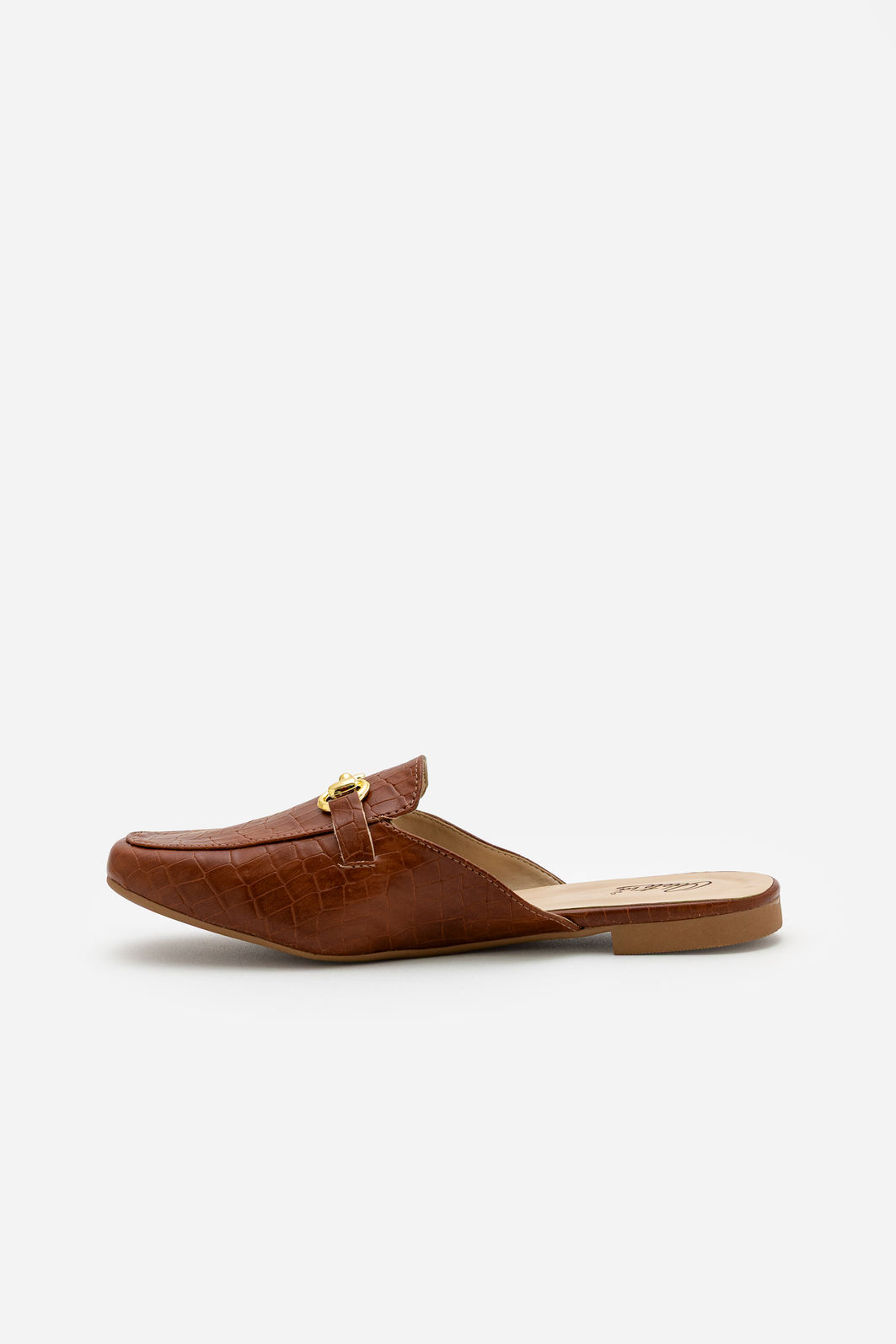 Mule em Croco com Horsebit Marrom Mule em Croco com Horsebit Marrom