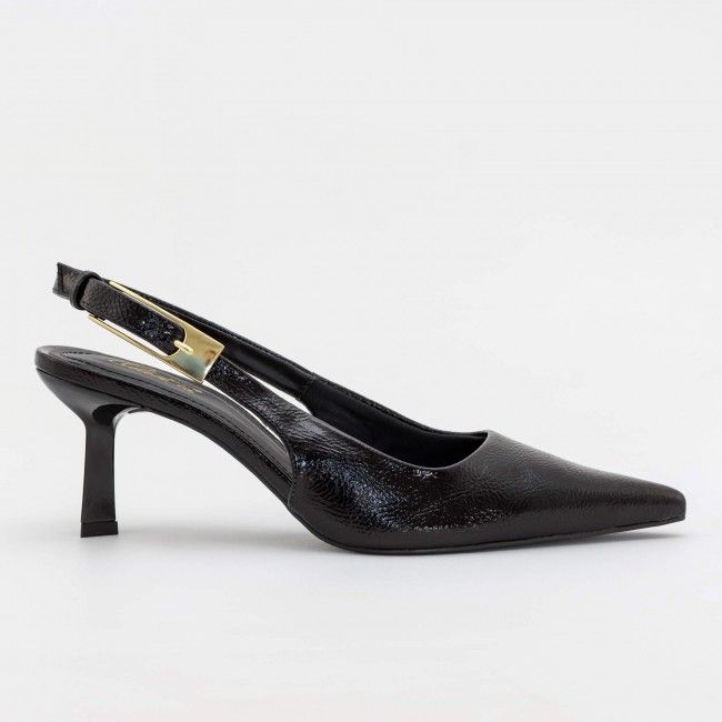 Slingback com Fivela e Salto Geométrico Preto Slingback com Fivela e Salto Geométrico Preto