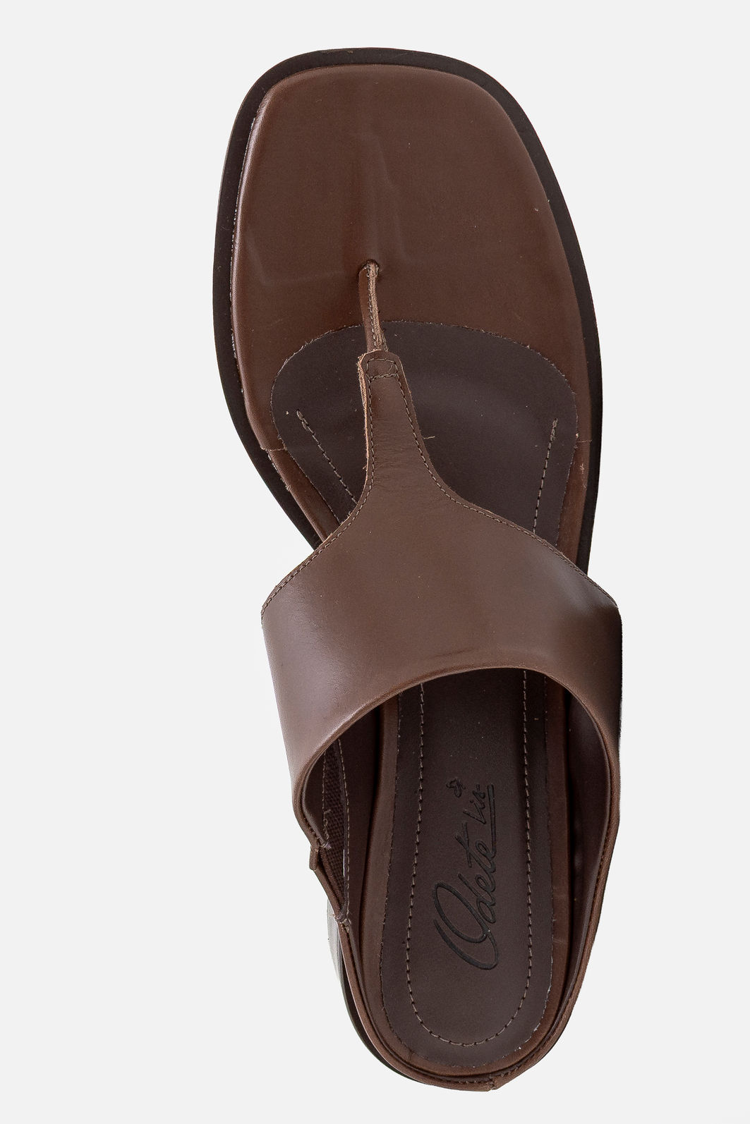 Mule Minimalista em Couro com Salto Bloco Café Mule Minimalista em Couro com Salto Bloco Café