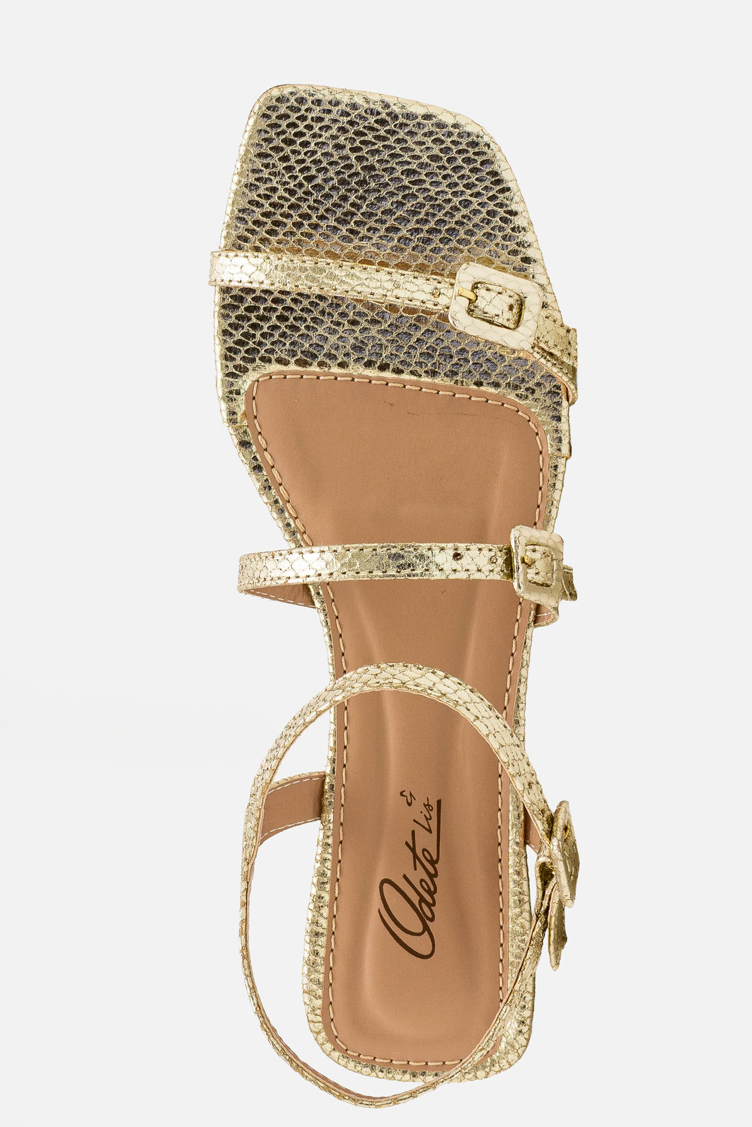 Rasteira Delicada com Fivelas que Regulam Ouro Rasteira Delicada com Fivelas que Regulam Ouro