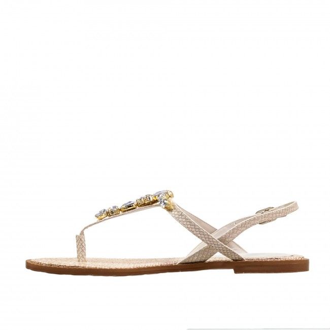 Rasteira Coração em Pedraria Off White