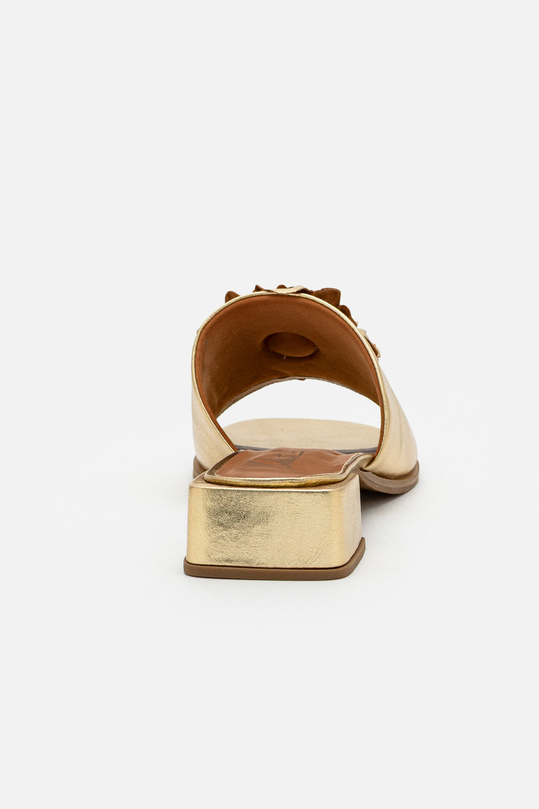 Mule em Couro com Max Flor Elegante Champagne Mule em Couro com Max Flor Elegante Champagne