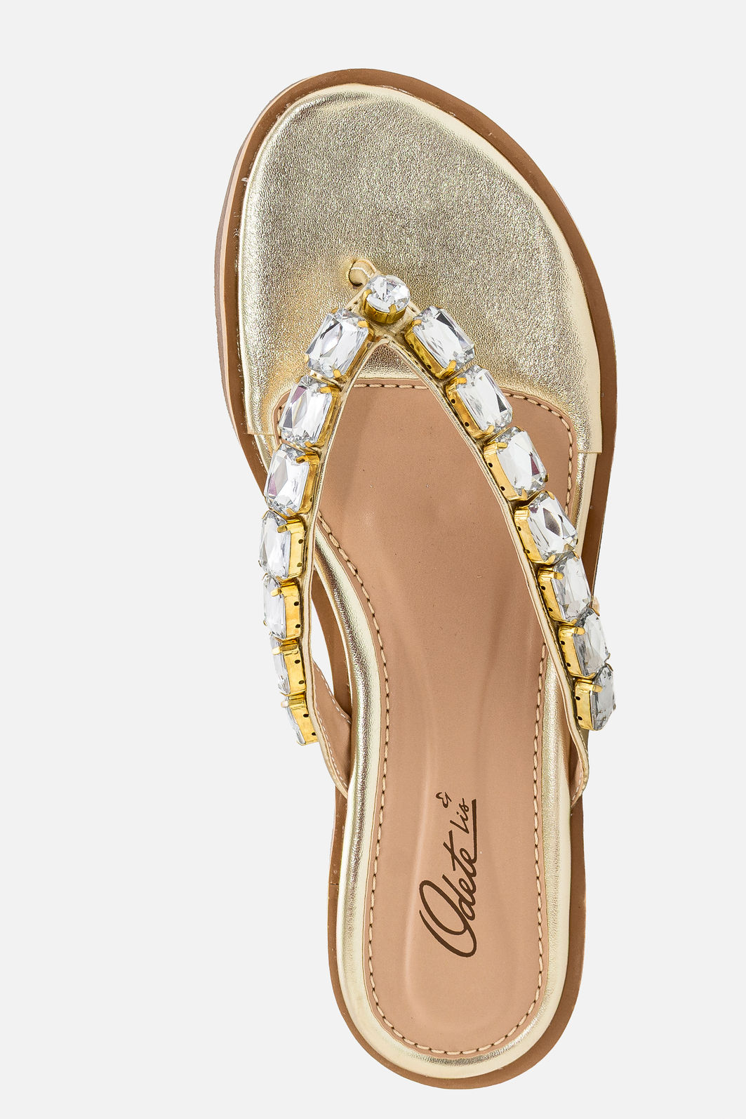 Rasteira de Dedo com Pedras Coloridas Champagne Rasteira de Dedo com Pedras Coloridas Champagne