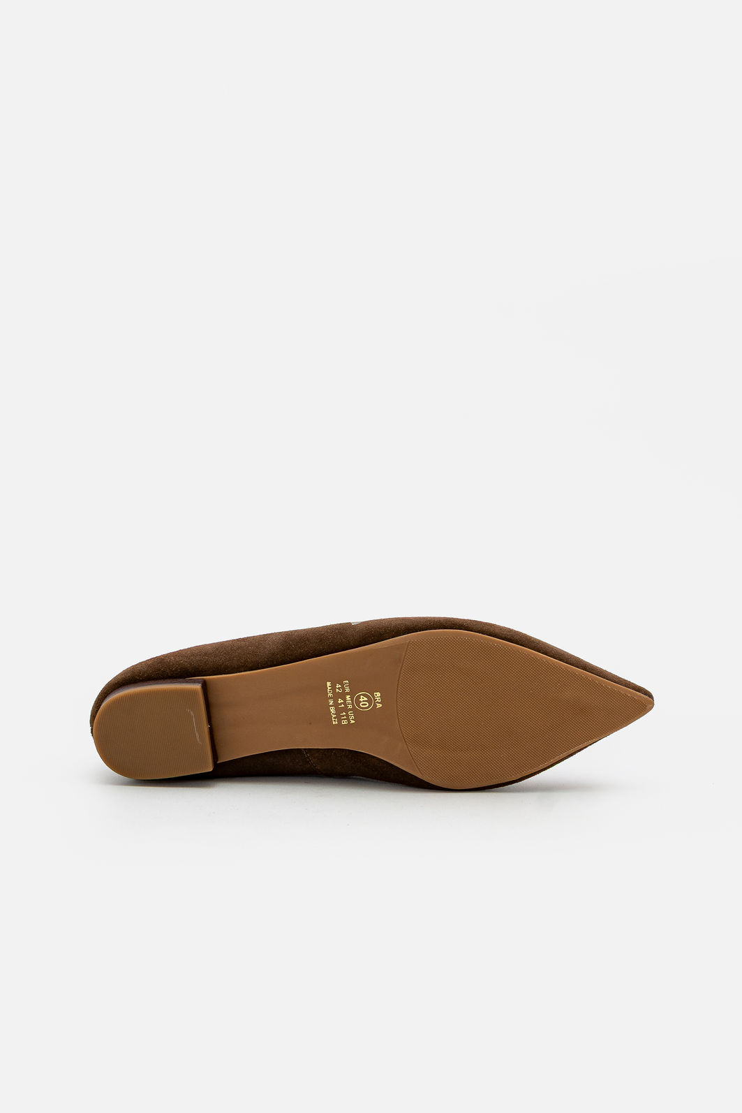 Sapatilha em Couro Camurça com Bico Fino Café Sapatilha em Couro Camurça com Bico Fino Café