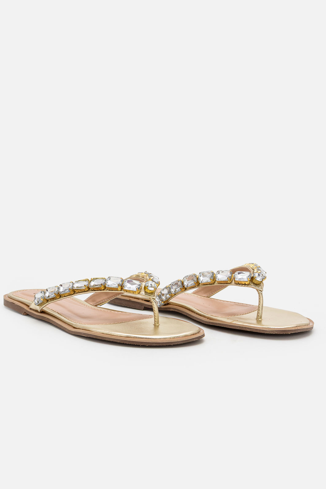 Rasteira de Dedo com Pedras Coloridas Champagne Rasteira de Dedo com Pedras Coloridas Champagne