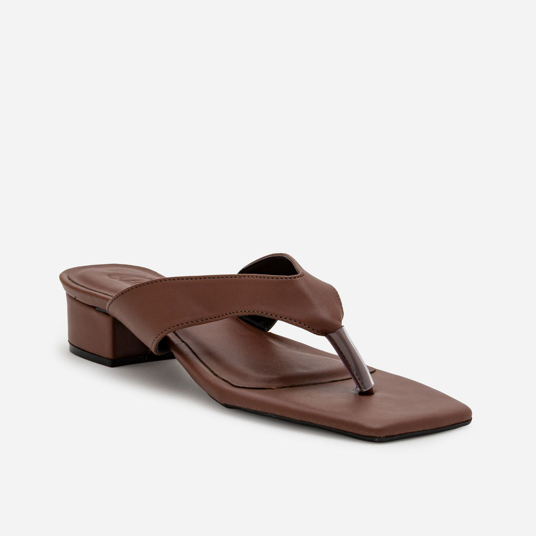 Mule De Dedo com Salto Bloco Baixo Marrom Mule De Dedo com Salto Bloco Baixo Marrom