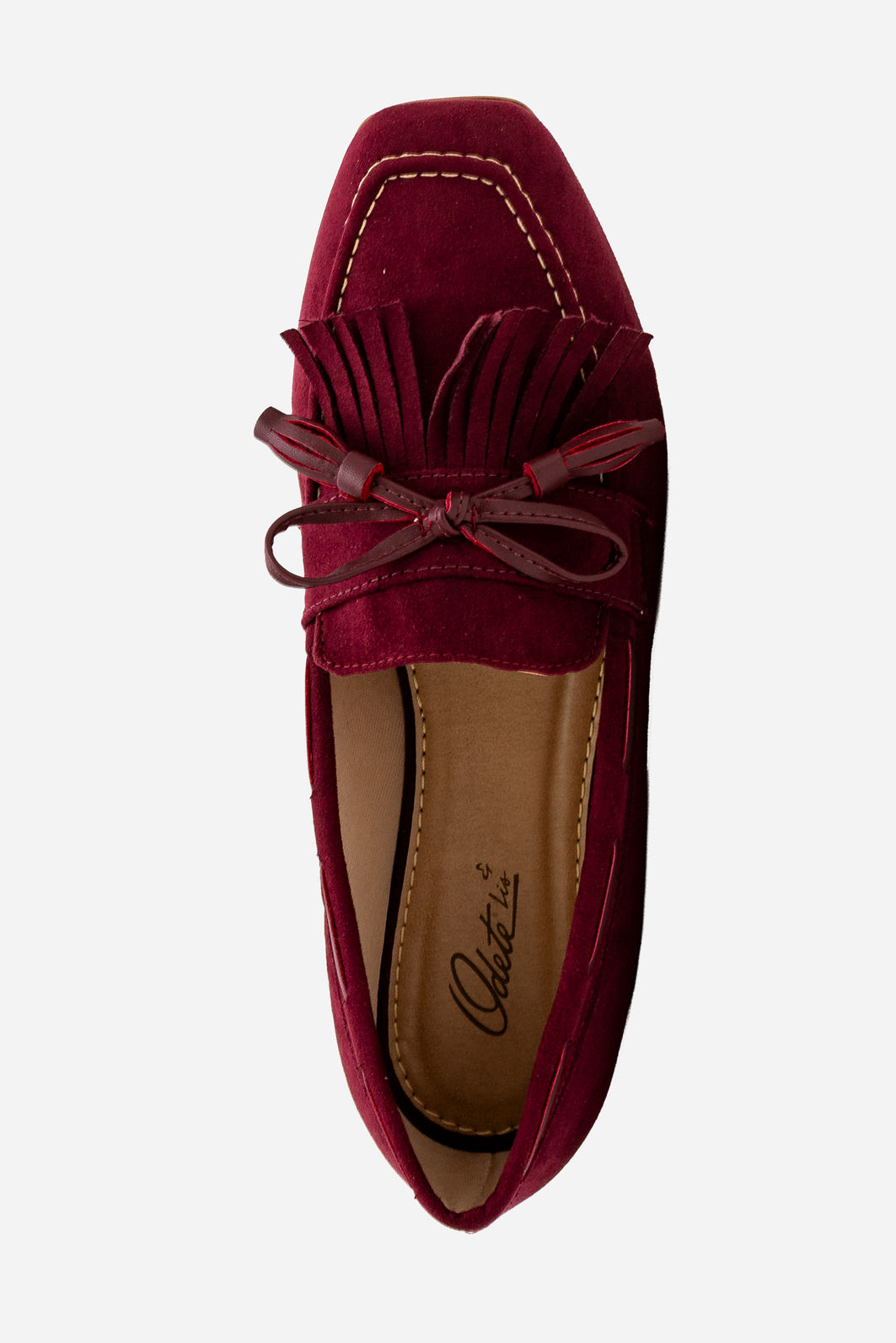 Mocassim em Camurça com Franja Bordo