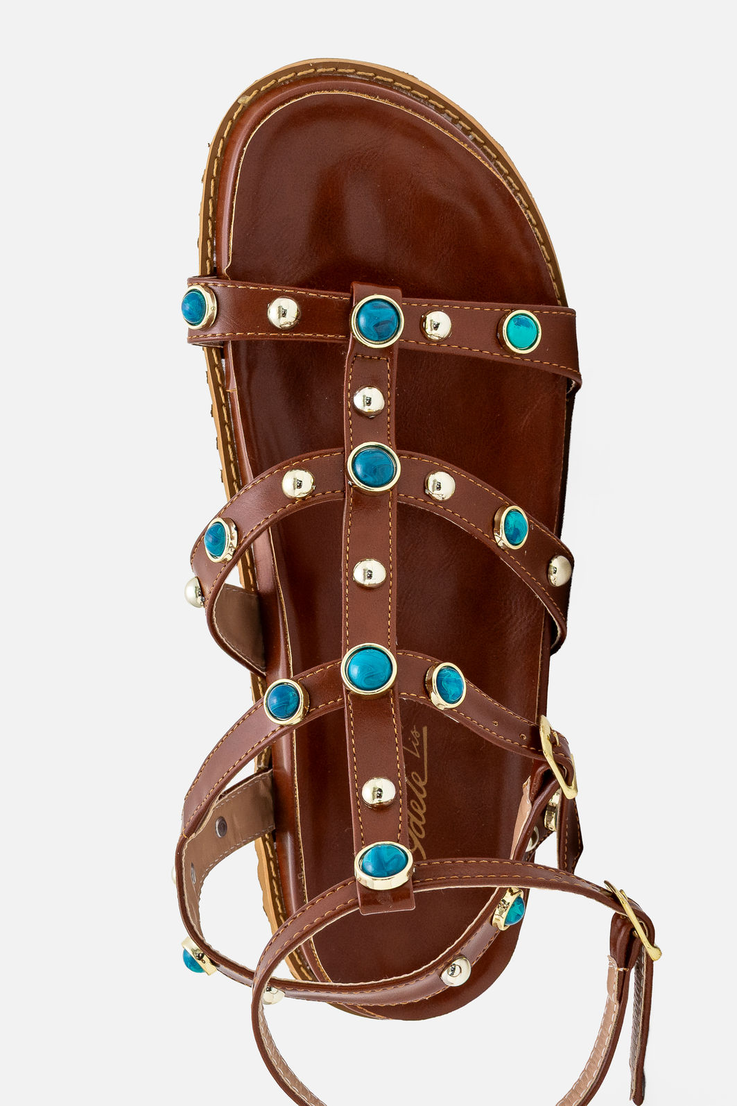 Papete Moderna com Rebites e Pedras Azuis Tostado Papete Moderna com Rebites e Pedras Azuis Tostado