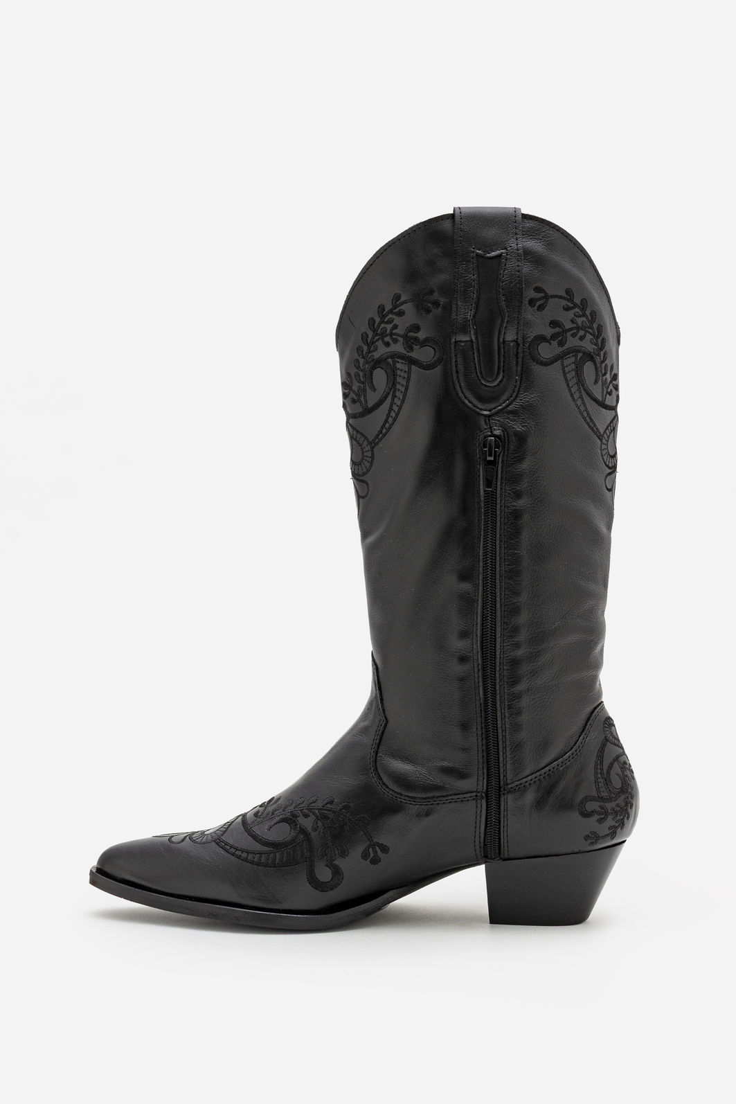 Bota Western em Couro com Bordados Preto Bota Western em Couro com Bordados Preto