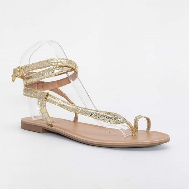 Rasteira Cobra com Tornozeleira Ouro Rasteira Cobra com Tornozeleira Ouro