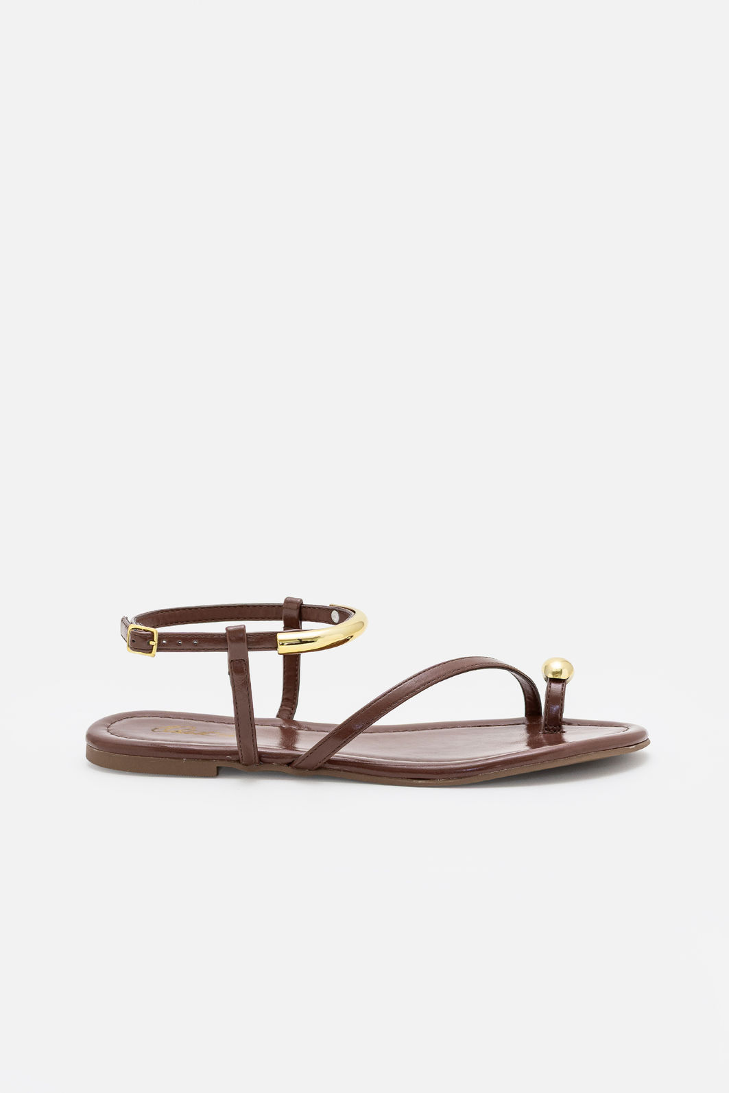 Rasteira Estilosa com Enfeites Metálicos Marrom Rasteira Estilosa com Enfeites Metálicos Marrom