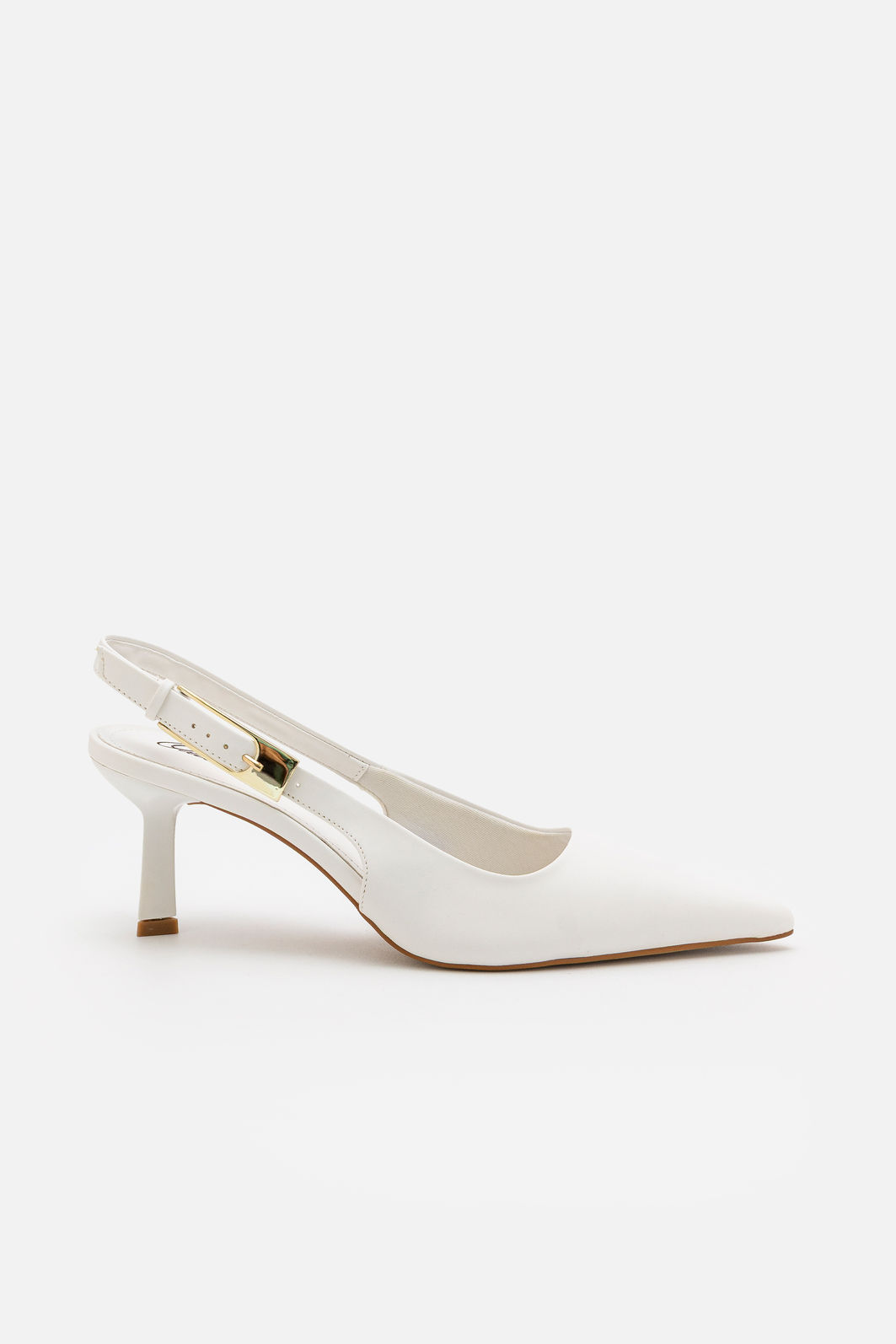 Slingback com Fivela e Salto Geométrico Branco Slingback com Fivela e Salto Geométrico Branco