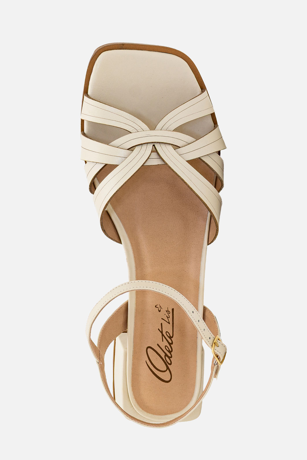 Sandália em Couro com Tiras Delicadas Off White Sandália em Couro com Tiras Delicadas Off White