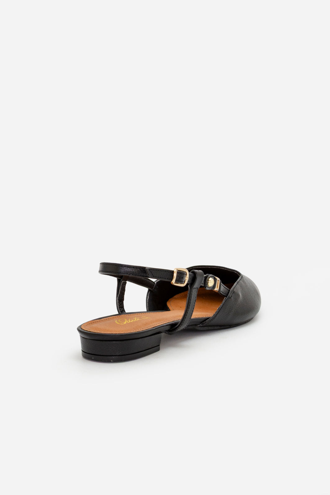 Slingback Elegante em Couro Preto Slingback Elegante em Couro Preto