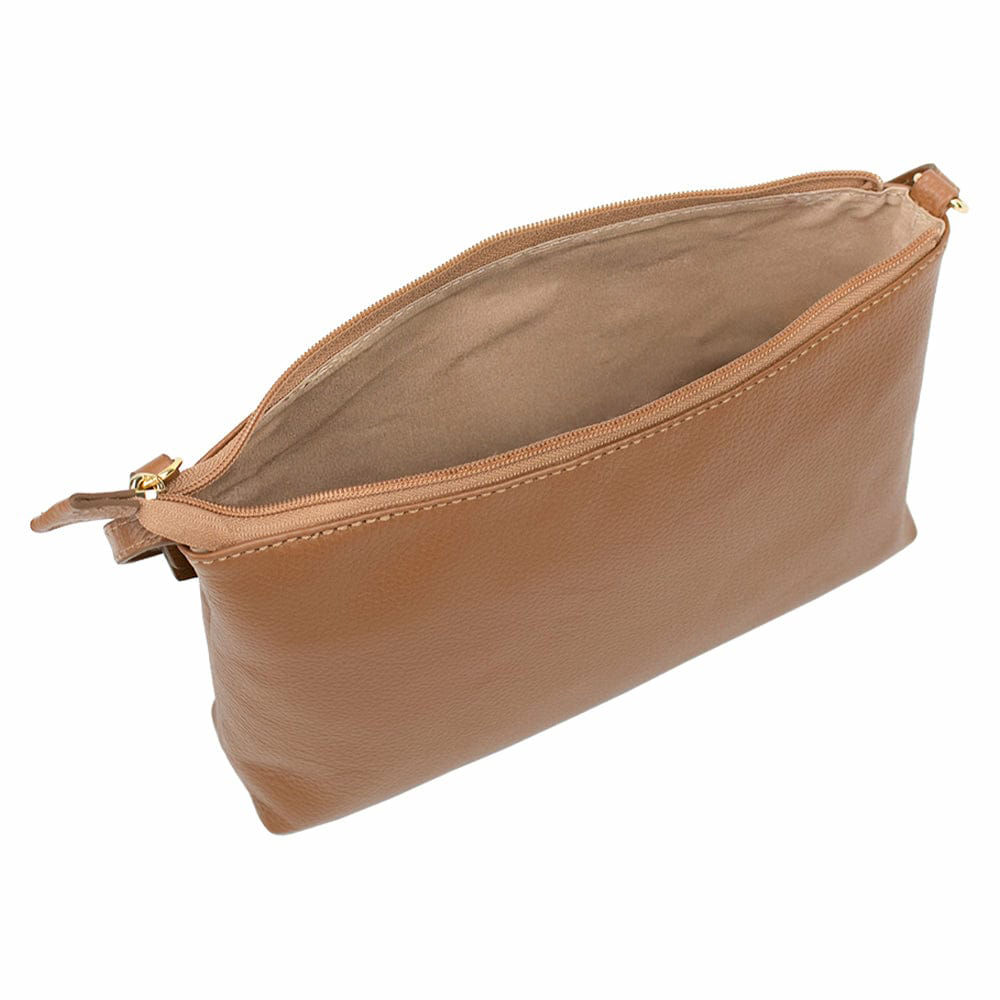 Bolsa Transversal em Couro Amêndoa Bolsa Transversal em Couro Amêndoa