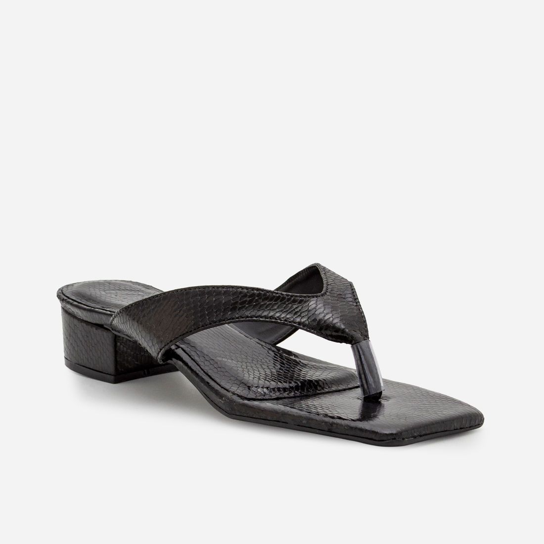 Mule De Dedo com Salto Bloco Baixo Preto Mule De Dedo com Salto Bloco Baixo Preto