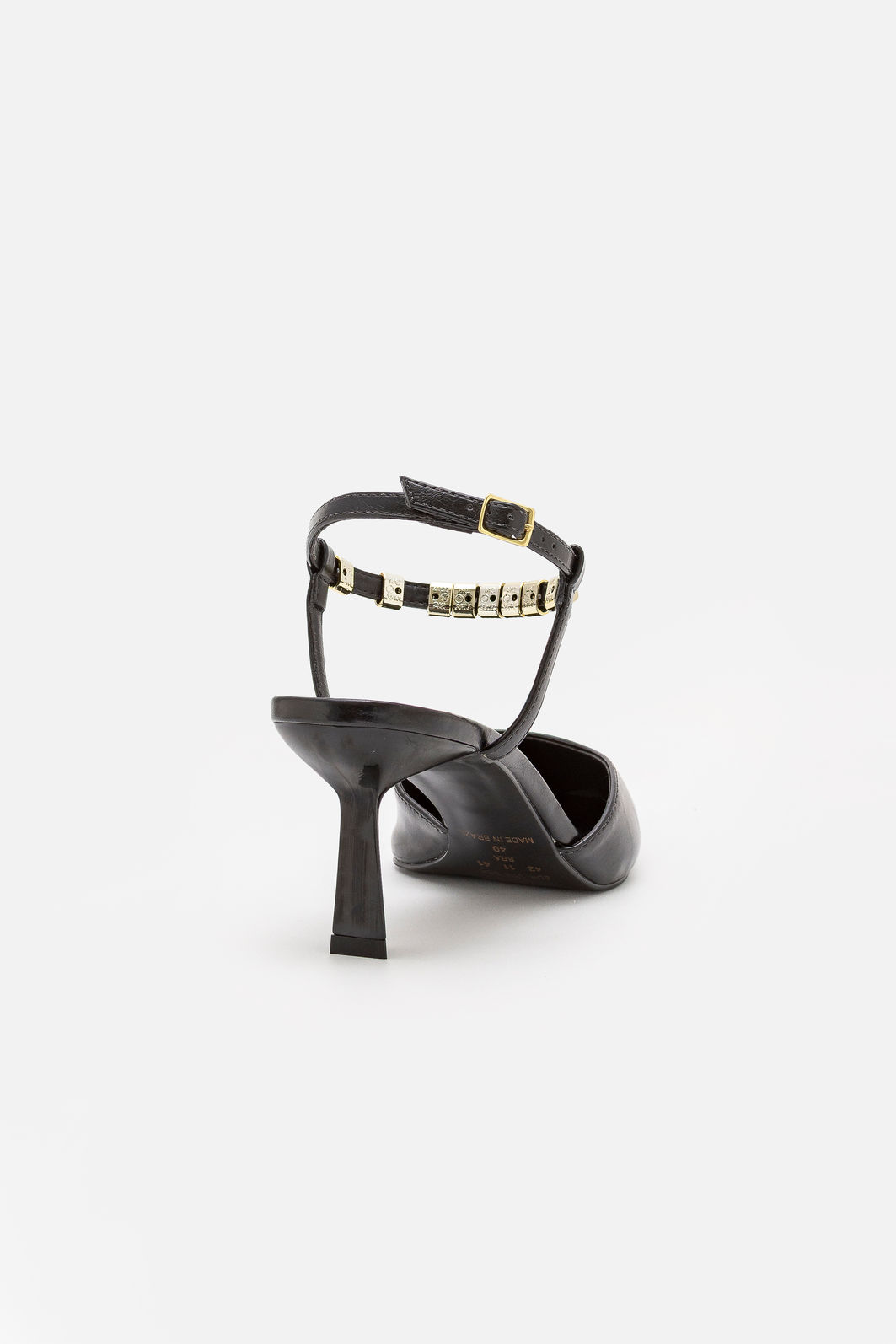 Slingback com Spikes Removíveis e Salto Geométrico Preto Slingback com Spikes Removíveis e Salto Geométrico Preto