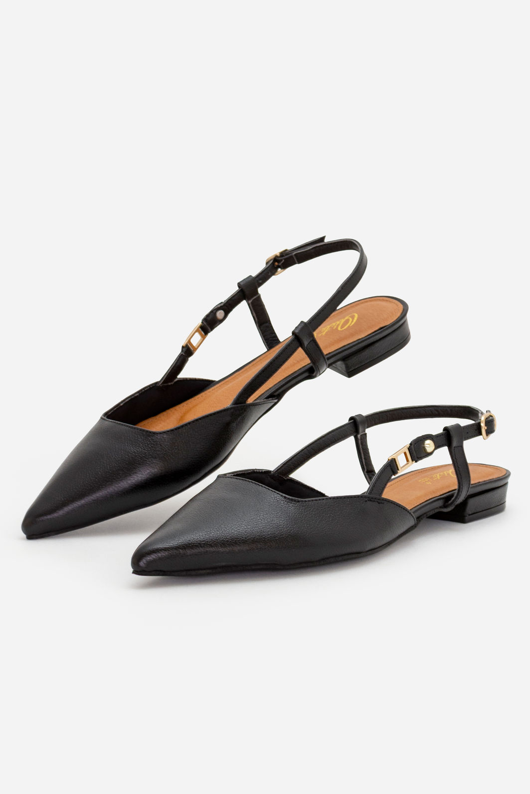Slingback Elegante em Couro Preto Slingback Elegante em Couro Preto