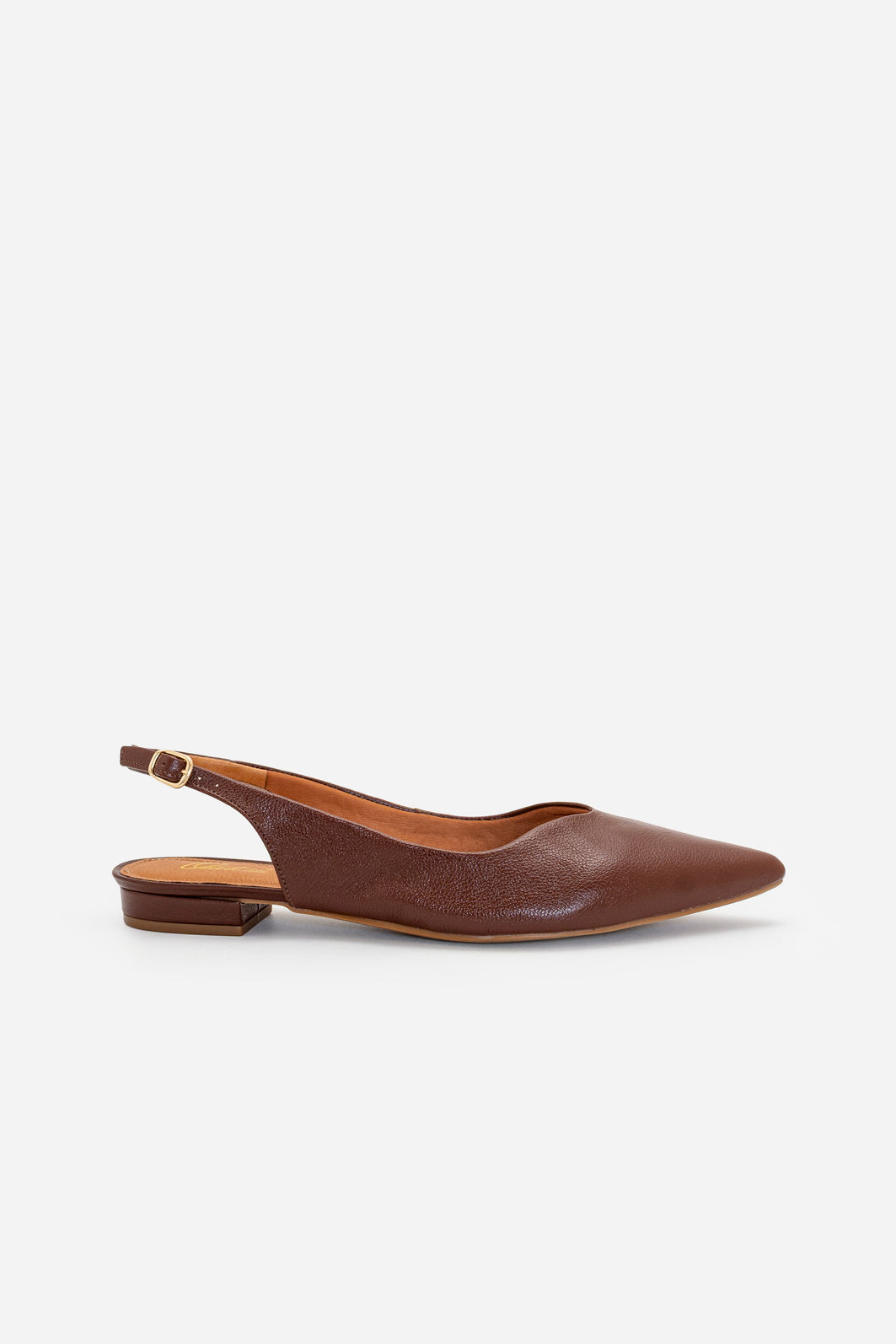 Slingback em Couro Marrom Slingback em Couro Marrom