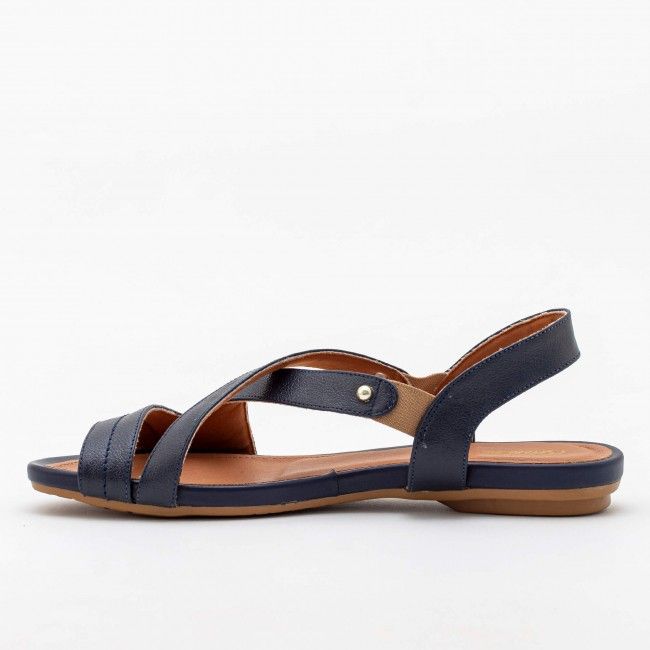 Rasteira Confortável em Couro Marinho