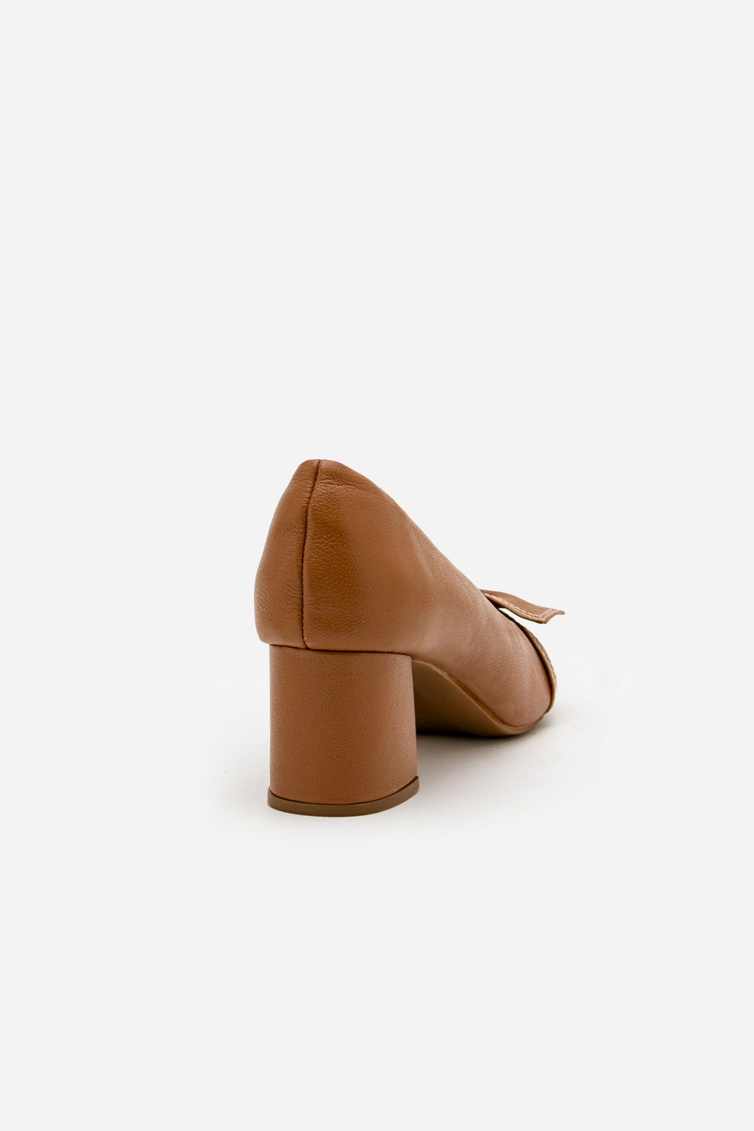 Scarpin Laço com Pesponto em Couro Caramelo Scarpin Laço com Pesponto em Couro Caramelo