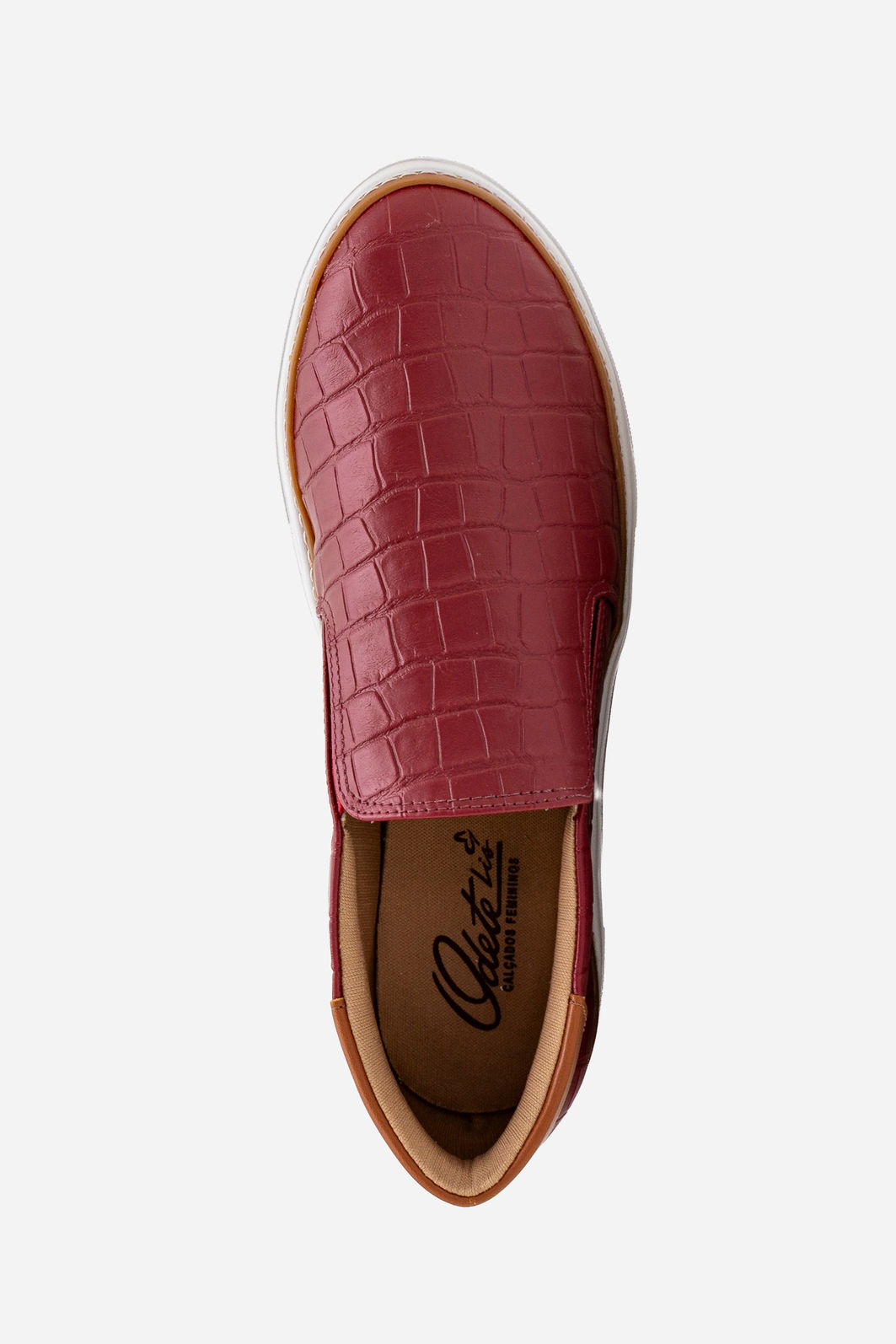 Tênis Slip On em Croco Bordô