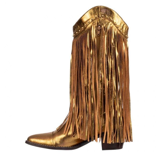 Bota Texana cano médio com franjas Bronze Bota Texana cano médio com franjas Bronze