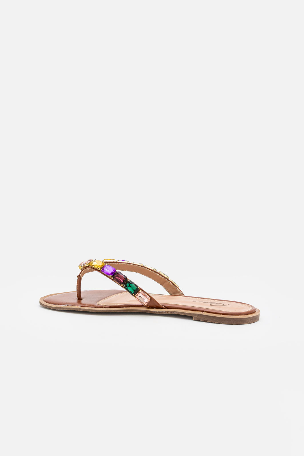 Rasteira de Dedo com Pedras Coloridas Tostado Rasteira de Dedo com Pedras Coloridas Tostado