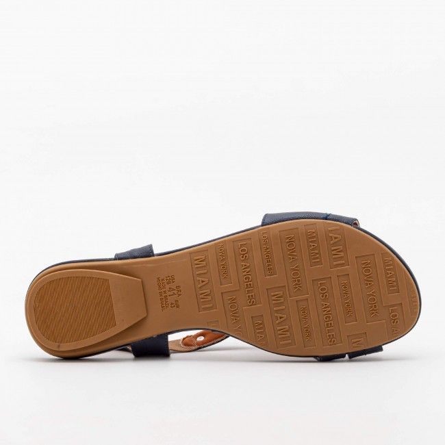 Rasteira Confortável em Couro Marinho