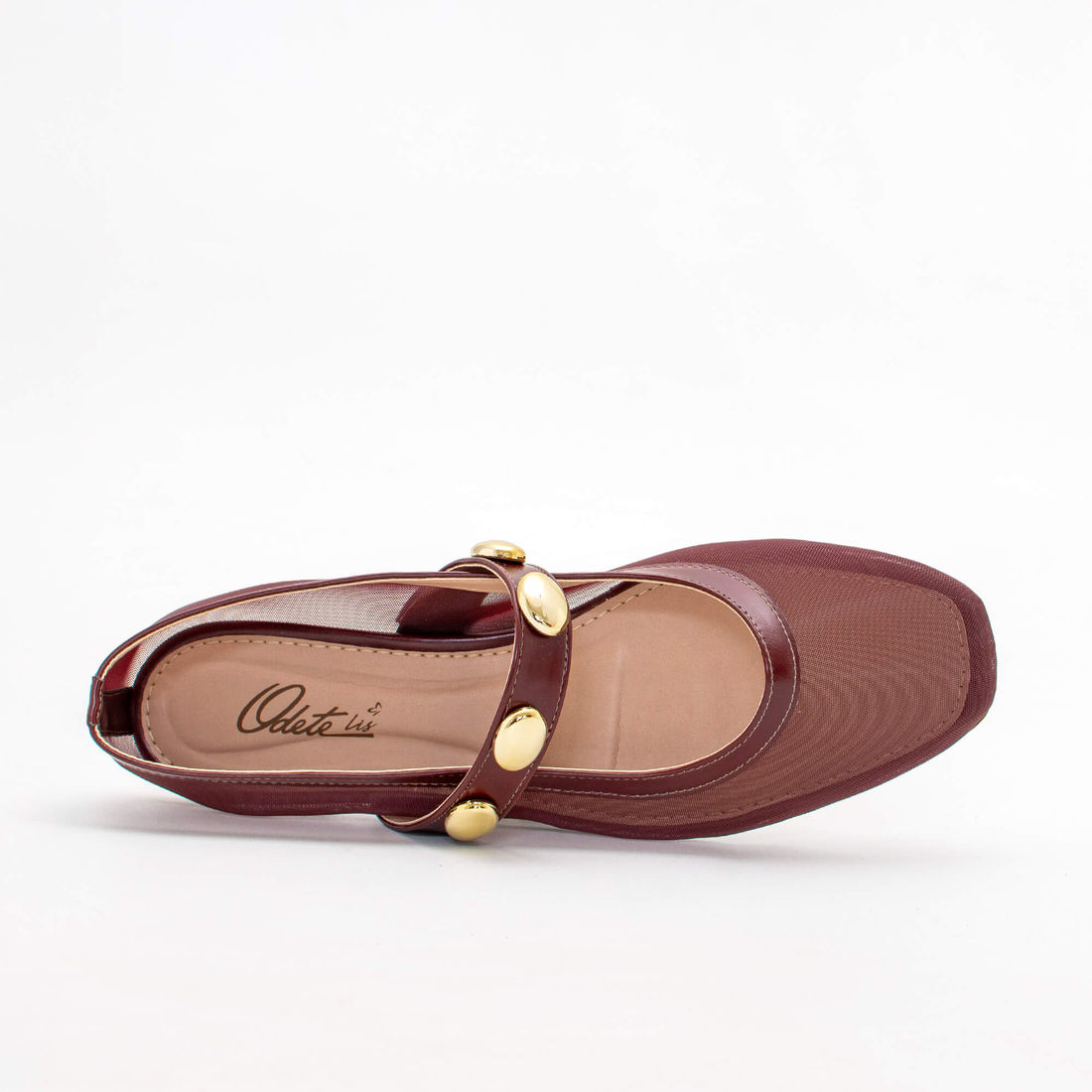 Sapatilha Boneca Transparente com Enfeites Bordo Sapatilha Boneca Transparente com Enfeites Bordo